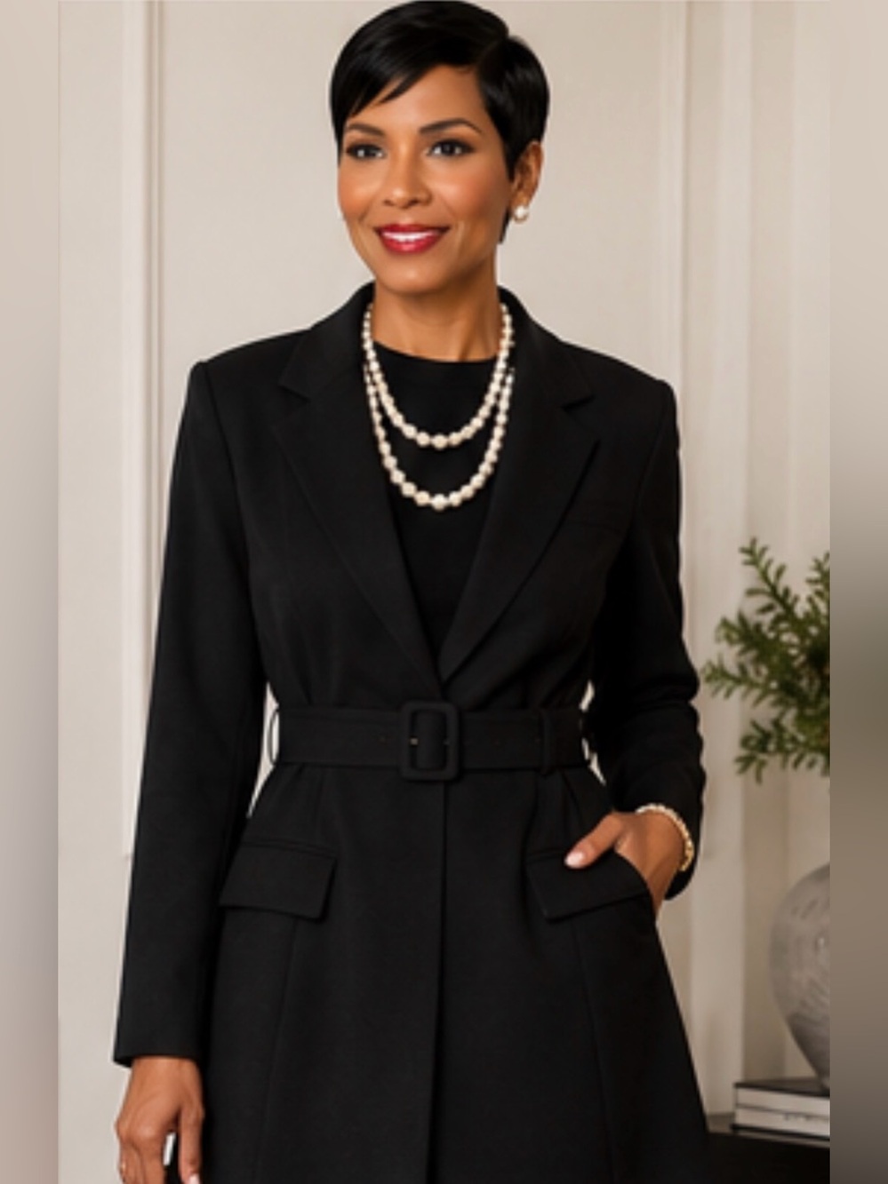 a new day Black Belted Tailored Blazer Jacket